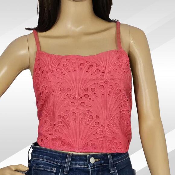 Andie The Santiago Crop Top Eyelet Rosette Size L | Feminine Summer Style - Picture 4 of 7